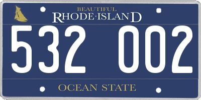 RI license plate 532002
