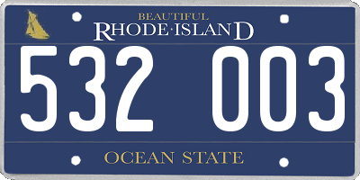 RI license plate 532003