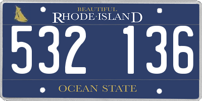 RI license plate 532136