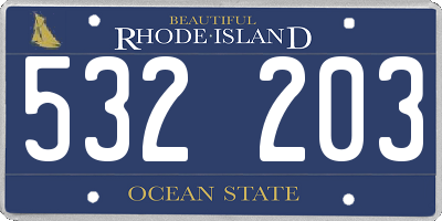 RI license plate 532203