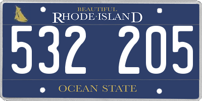 RI license plate 532205