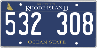 RI license plate 532308