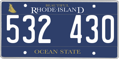 RI license plate 532430