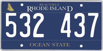 RI license plate 532437