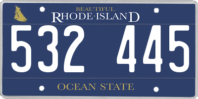RI license plate 532445