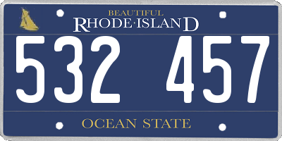 RI license plate 532457