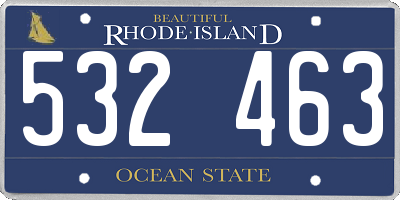 RI license plate 532463