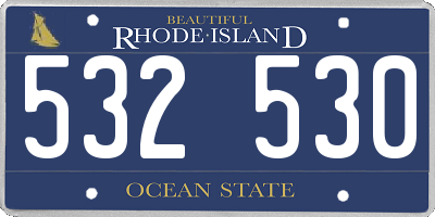 RI license plate 532530
