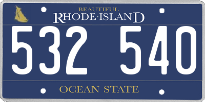RI license plate 532540