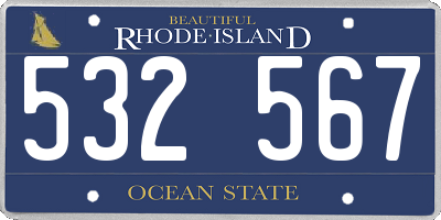 RI license plate 532567
