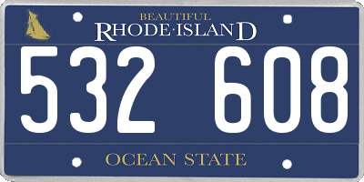 RI license plate 532608