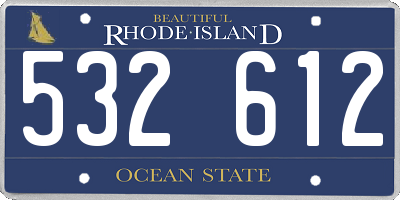 RI license plate 532612