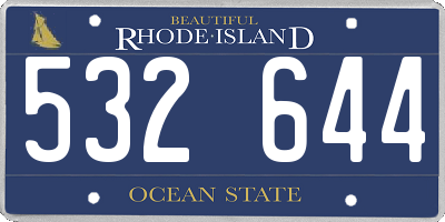 RI license plate 532644