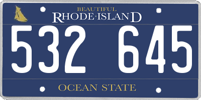 RI license plate 532645