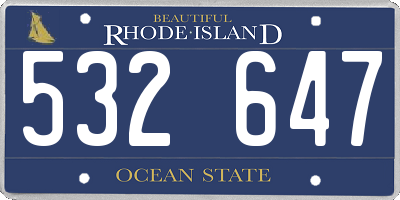 RI license plate 532647