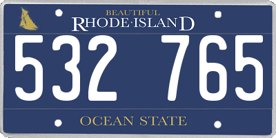 RI license plate 532765