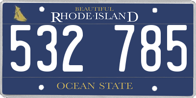 RI license plate 532785