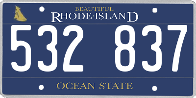 RI license plate 532837