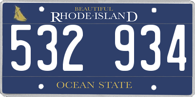 RI license plate 532934