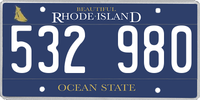 RI license plate 532980