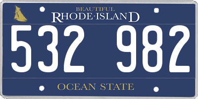 RI license plate 532982