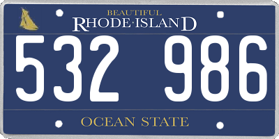 RI license plate 532986