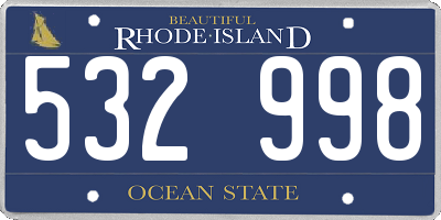 RI license plate 532998