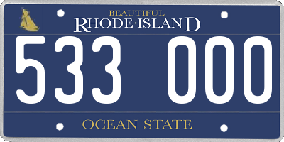 RI license plate 533000