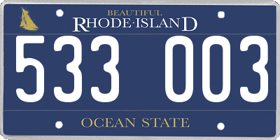 RI license plate 533003