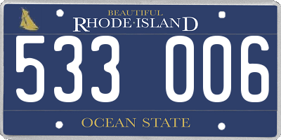 RI license plate 533006