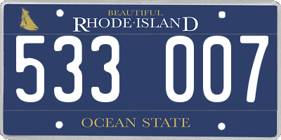 RI license plate 533007