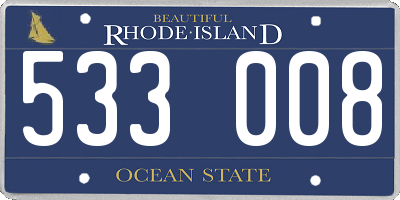 RI license plate 533008