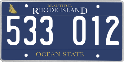 RI license plate 533012