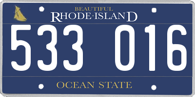 RI license plate 533016