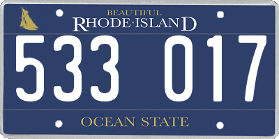 RI license plate 533017