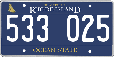 RI license plate 533025