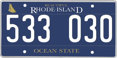 RI license plate 533030