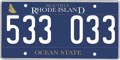 RI license plate 533033