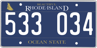 RI license plate 533034