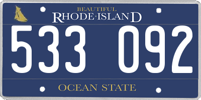 RI license plate 533092