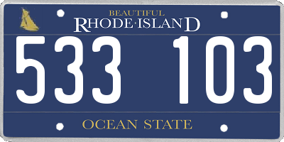 RI license plate 533103