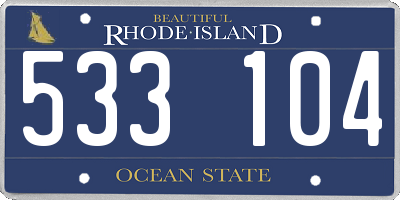 RI license plate 533104