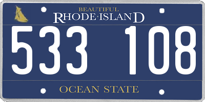 RI license plate 533108
