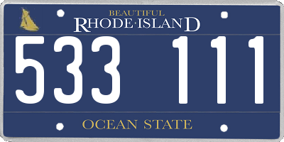 RI license plate 533111