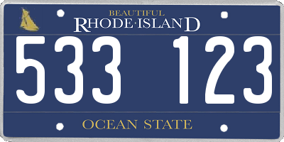 RI license plate 533123