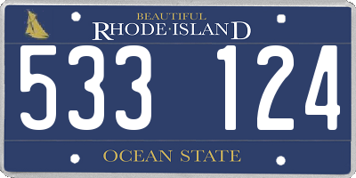RI license plate 533124
