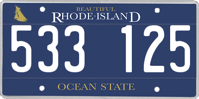 RI license plate 533125