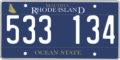RI license plate 533134