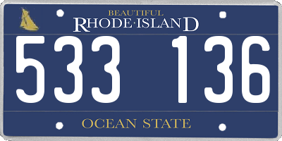 RI license plate 533136