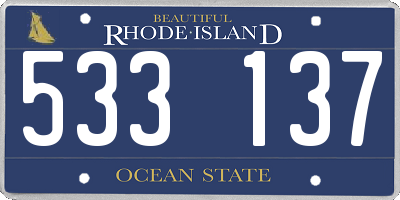 RI license plate 533137